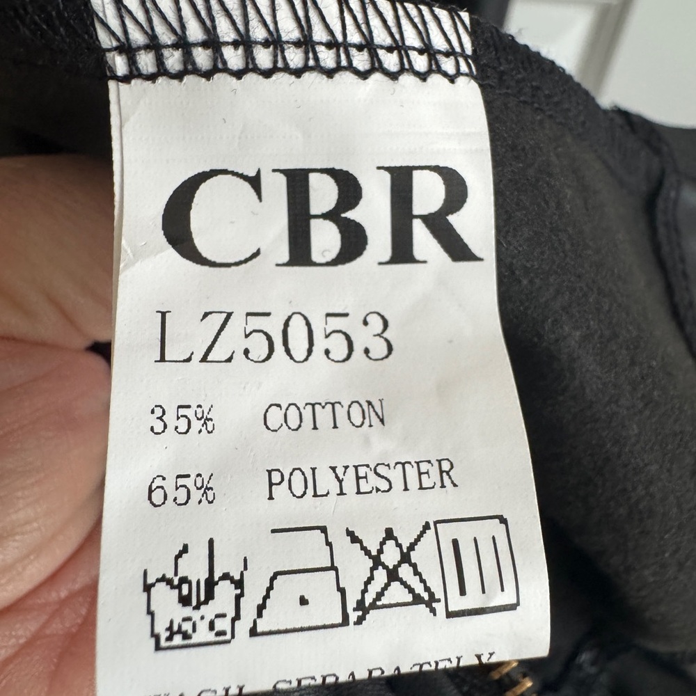CBR Women's Black Faux Leather Dress Zip Front Zip Sleeves - Picture 6 of 7